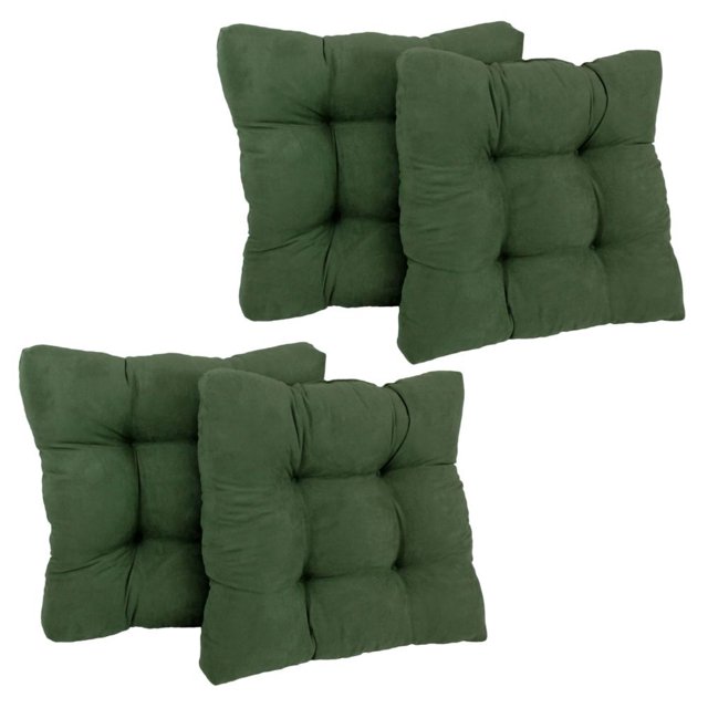 19-inch Squared Microsuede Tufted Dining Chair Cushion (Set of Four)
