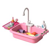 Binwennn Kids' Pretend Play Kitchen Set With Storage & Dishwashing/Vegetable Washing Accessories Multiple Colors Rot 30 Cm