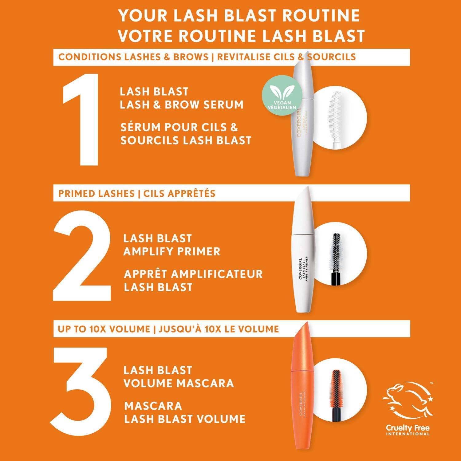 COVERGIRL Lash Blast Lash & Brow Serum™, Sérum, Allonge les cils, prévient les cassures, formule 100% pure, saine et végétalienne, 100% Sans Cruauté