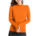 thumbnail image 4 of VgaVtl Womens Sweaters Cotton Long Sleeve Womens Fall Sweaters 2025 Layering Knit Orange Solid Color Relaxed Fit Sweaters, 4 of 7