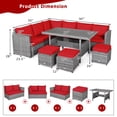 thumbnail image 2 of Patiojoy Ensemble de Mobilier de Patio en Osier 7 Pcs Ensemble de Canapé en Rotin d'Extérieur Ensemble de Causeuse de Conversation Rouge, 2 of 10