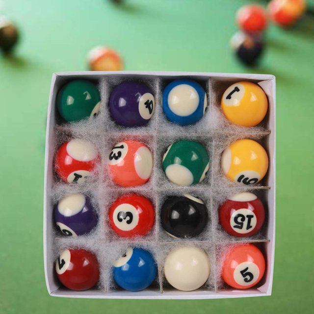 DYNWAVECA 16 Pieces Mini Billiard Balls Children Complete Set for Indoor Playroom Home