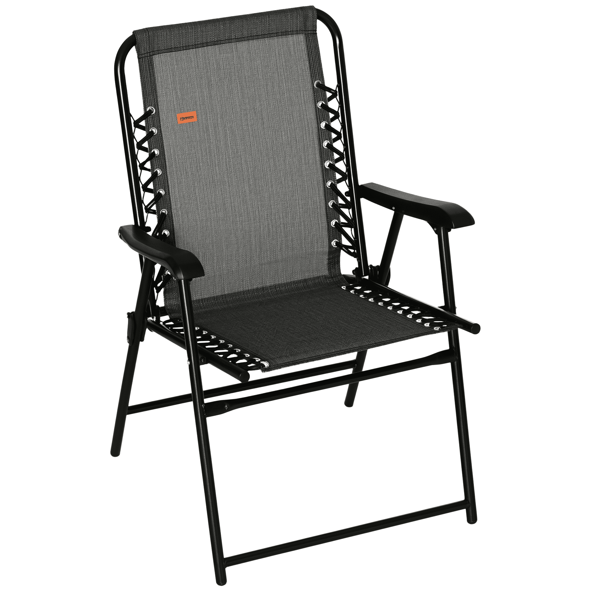 Outsunny Chaise Pliante d'Extérieur, Chaise Pliable à Sangle Élastique, Gris