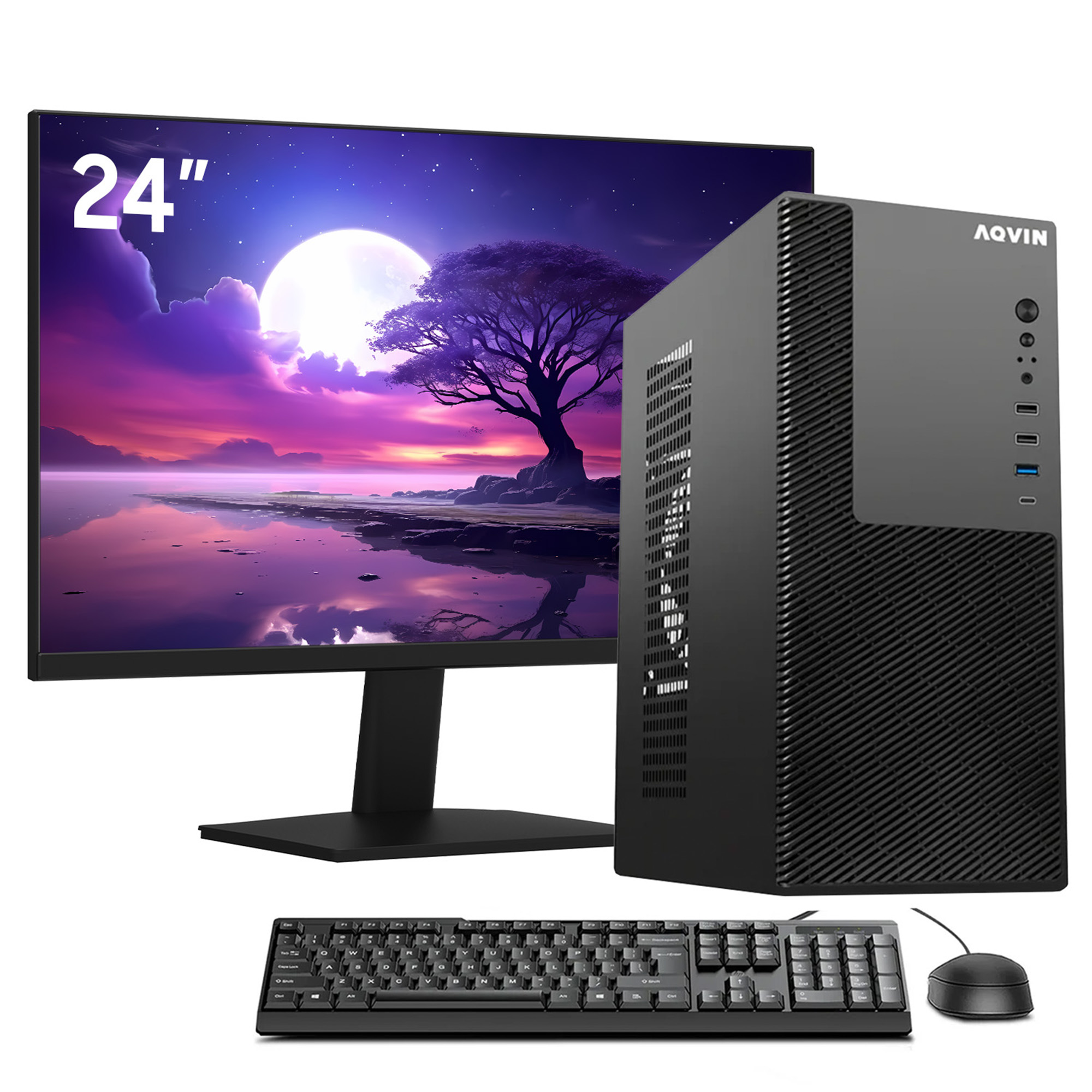 AQVIN MTX60 High-Performance with 24inch FHD monitor Windows 11 Pro Minitower Business Desktop PC - Intel Core I7 CPU Up to 4.10GHz | 32GB RAM | 1TB NVMe SSD | AX900 WiFi Bluetooth