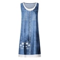 thumbnail image 4 of Pisexur Robe en Denim Aguichant pour Femme Sans Manches à Col en V, Robe Midi à Fleurs, Décontractée, Fente Latérale, Robe-Chemise en Jean, 4 of 5