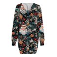 thumbnail image 3 of Jsaierl Robe Chandail à Capuchon de Noël, Robes Chandail en Molleton, Imprimé Arbre de Noël, Carreaux, Flocon de Neige, Manches Longues, Robe de Fête, Mode Automne pour Femmes, 3 of 5
