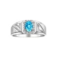 thumbnail image 1 of RYLOS Men's Rings 14K White Gold Classic 7X5MM Oval Gemstone & Diamond Ring Blue Topaz December Birthstone Rings For Men Size 9, 1 of 7