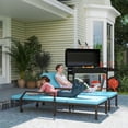 thumbnail image 2 of Outsunny Chaises Longues de Patio en Osier avec Roues - Ensemble de 2, Bleu, 2 of 10