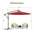 thumbnail image 3 of Gymax Parasol Déporté de Patio 10 Pi avec Lumières Solaires Parasol de Terrasse avec Réglage d'Inclinaison Facile Rouge, 3 of 10