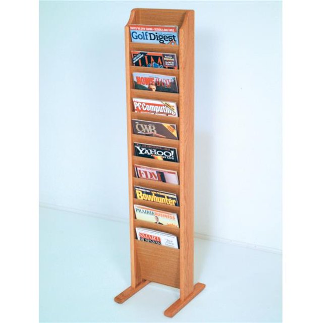 Wooden Mallet MR10-FSBH Cascade Free Standing 10 Pocket Magazine Rack - Black, Mahogany & Light Oak