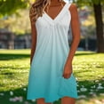 thumbnail image 4 of Kyusrd Robe Débardeur d'Été pour Femmes Robe Courte Plissée à Col en V Sans Manches Robe Soleil T-Shirt Robe Trapèze Robe Courte de Plage, 4 of 6