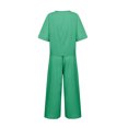 thumbnail image 5 of Ensembles en Lin 2025 pour Femmes Grande Taille Tailleurs Pantalons pour Femmes 2 Pcs Pantalons Habillés en Coton pour Dames pour Femmes Blouse Imprimée à Manches Courtes Pantalon Court Ample Tailleur Deux Pièces Pantalon, 5 of 5