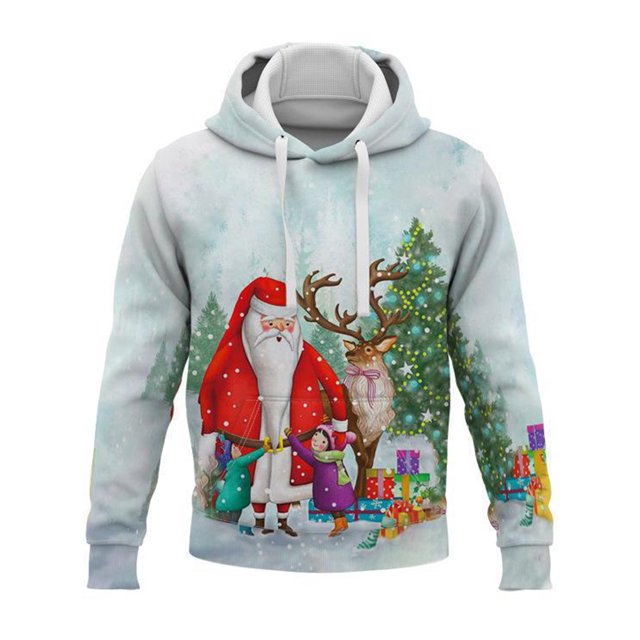 Innerwin Sweatshirt Drawstring Men Christmas Hoodies Sport Long Sleeve Regular Fit Xmas Hooded Tops Style E XL
