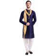thumbnail image 1 of Vêtements Indiens Ensemble Kurta Pyjama pour Homme avec Foulard Robe de Fête de Mariage (Bleu, TG), 1 of 6