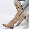 thumbnail image 4 of DPTALR Chaussures pour Femmes Bottes Rétro Western Décontractées Chaudes Talons Bas Bottes Mi-Mollet, 4 of 9