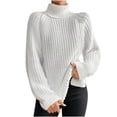 thumbnail image 1 of Yuyuzo Womens Winter Fall Sweater Solid Color Turtleneck Cable Knit Long Sleeve Sweaters Pullover Tops, 1 of 6