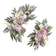 thumbnail image 1 of 2Pcs Wedding Arch Wreath Handmade Floral Backdrop for Decor Wall Wedding Car White Purple, 1 of 8