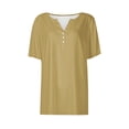 thumbnail image 5 of Yuyuzo Womens Summer Tops Notch V Neck Button Tunic Tops Short Sleeve Loose Summer Basic Tee Shirts, 5 of 5