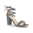 thumbnail image 1 of BLISSFUL STEP Sandales pour Femmes Unies d'Été à Talons Blocs à Lacets Gris 7, 1 of 7