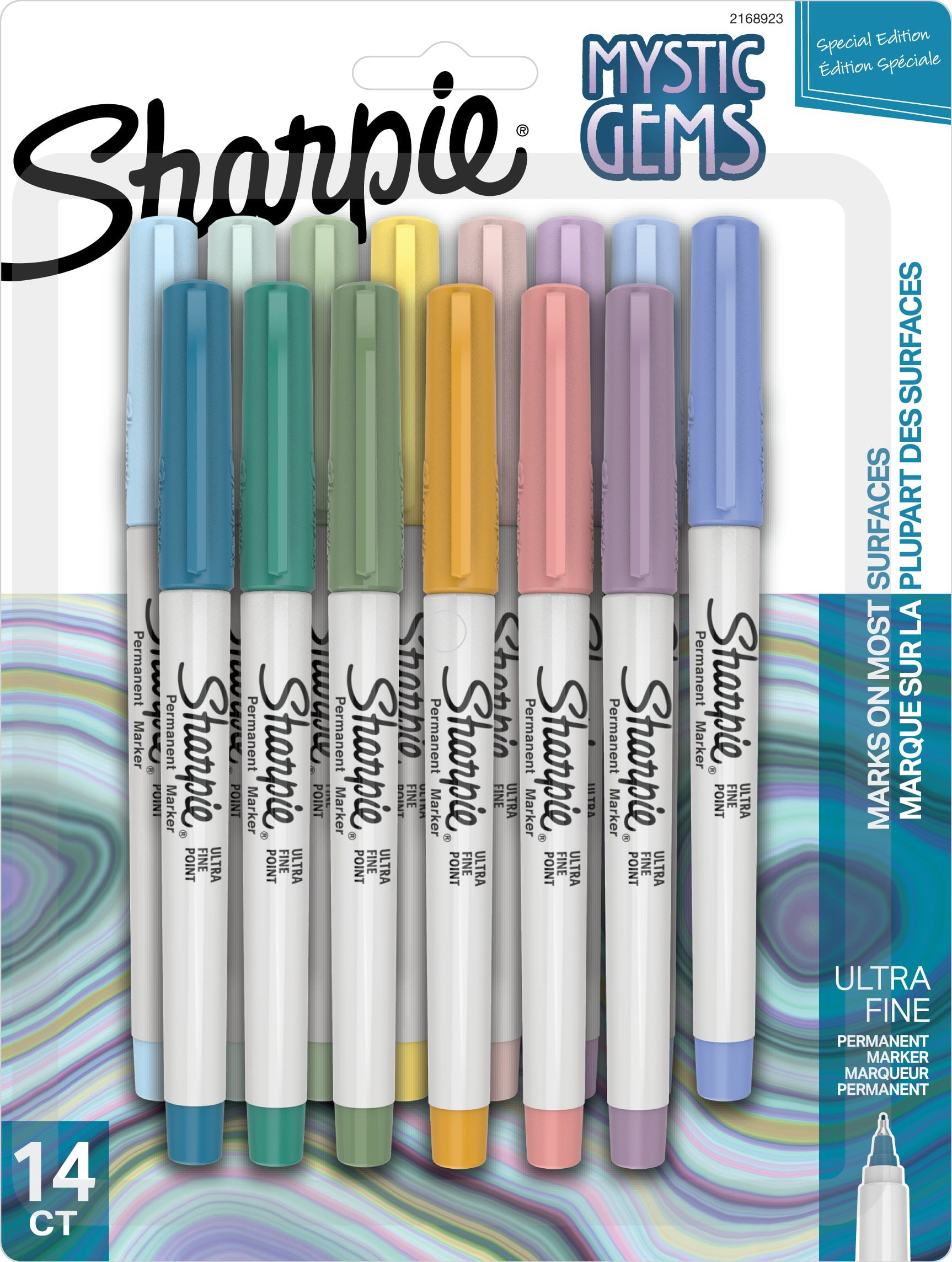 Marqueurs permanents Sharpie, édition spéciale Mystic Gem, pointe ultrafine, couleurs assorties, 14 unités