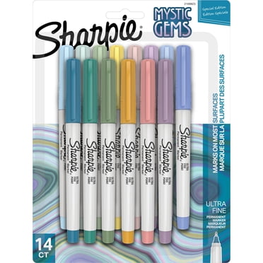 Marqueurs permanents Sharpie, édition spéciale Mystic Gem, pointe ultrafine, couleurs assorties, 14 unités