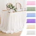 thumbnail image 1 of Kadlawus 6Pcs Tulles Table Skirt, Wedding Birthday Banquet Decorative Table Skirt, Ruffled Transparent Tablecloth for Party Dessert Table Decor, 1 of 9
