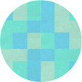 thumbnail image 1 of Ahgly Company Tapis d'Intérieur Ronds de Style Transitionnel Lavables à la Machine, Vert Turquoise, 3 Pieds Rond, 1 of 7