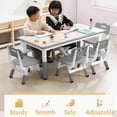 thumbnail image 2 of Garvee Kids Table and 6 Chair Set,47 Inches Modern Height Adjustable Toddler Table and 6 Chairs Set with Non-Slip Table Legs&Organizer Graffiti Desktop,Preschool Activity Art Craft Table for 6（Gray), 2 of 8
