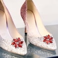 thumbnail image 3 of KLKCMS 2 Pcs Elegant Rhinestone Clips s Jewelry Crystal Decoration Buckle Heels Diamond Red, 3 of 6