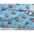 thumbnail image 2 of Soimoi Blue Poly Georgette Fabric Deer Animal Printed Fabric 1 Yard 42 Inch Wide, 2 of 3