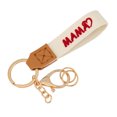 thumbnail image 2 of Short Fabric Embroidered Keychain for Mother's Day, Handmade Crochet Design with Leather Details, Measuring 15.5x3x1cm, Ideal as Key Accessory or Gift, 2 of 6