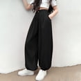 thumbnail image 3 of Lantern Pants for Girls, Loose Fit Ice Silk Sports Pants with Drawstring Waist, Mosquito-Proof, Breathable Polyester, Mid-Size 150 cm, Summer Long Pants, 3 of 3