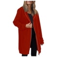 thumbnail image 3 of Womens Hoodies Coat Fall Om Jacket Winter Warm Pockets Drawstring Fossa Jacket Zipper Open Thin Hooded Womens Zipper Sweaters Jackets Long Cardigans Tops Zip Fleece Jacket Women Outwear, 3 of 6