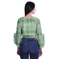 thumbnail image 2 of Moomaya Haut Court Imprimé pour Femmes Style Enveloppant Manches Longues à Volants Blouse d'Été Décontractée, 2 of 5