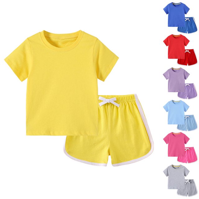 Yuyuzo Infant Baby Boys Girl Clothes Short Sleeve Cotton T-Shirt Tops Shorts Sets Toddler Summer Outfit 5-6 Years