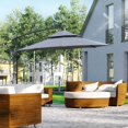 thumbnail image 2 of Outsunny Parasol de Patio de 10 Pi à Énergie Solaire avec Manivelle et Base, Gris, 2 of 10