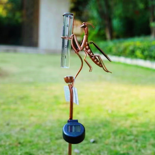 Birdeem Solar Lights Outdoor Decorative, Outdoor Rain Gauge 2 in 1 Solar Outdoor Rain Gauge Light Garden Decorative Tube Multi-Functional Decorative Rain Gauge Shape Garden Rain Gauge