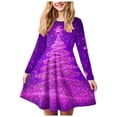thumbnail image 1 of Splozh Robe Fille Enfants Manches Longues Robe de Noël pour Fille Imprimé Bal Fête Fête de Noël Robes de Fille Violet,11-12 Ans, 1 of 5