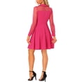 thumbnail image 3 of INSPIRE CHIC Robe de Soirée Rétro pour Femme à Col Plat, Manches Lanterne en Maille Transparente, Coupe Ajustée et Évasée, Rose Vif G, 3 of 5
