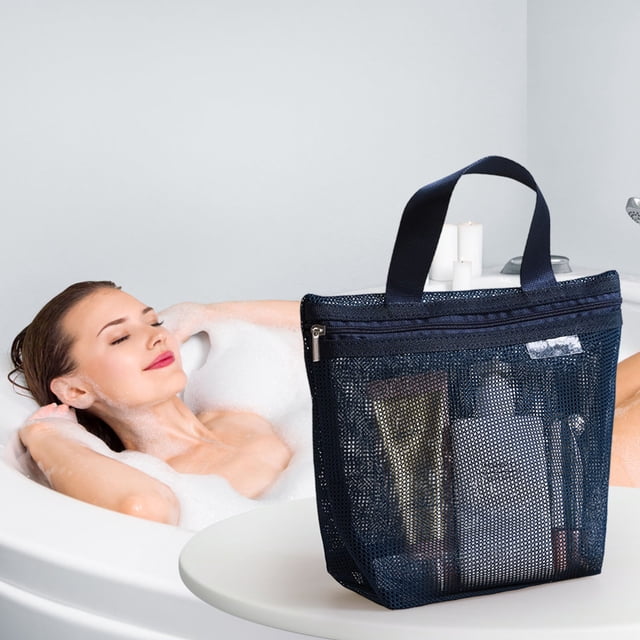 Large Mesh Bathroom Shower Caddy, Mesh Beach Pool Bag, Portable Handbag Mesh Storage Hollowed-out Bath Washing Cloth Control Travel Swimming Portable Makeup Beach