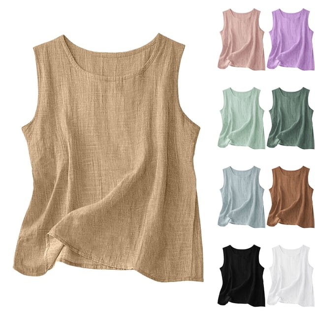 HVOBTTY Débardeur Basique pour Femmes d'Été Confortable Sport Doux Uni à Col Rond Ample Sans Manches Léger Polyvalent Quotidien Bleu Pâle,TTTG