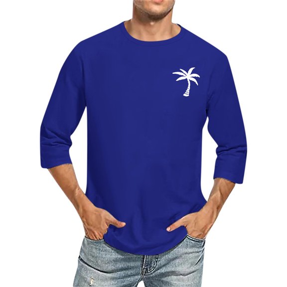 Birdeem Chemises pour Hommes Hommes Imprimé Col Rond Décontracté Mode Manches Courtes Blouses Col Rond Chemises