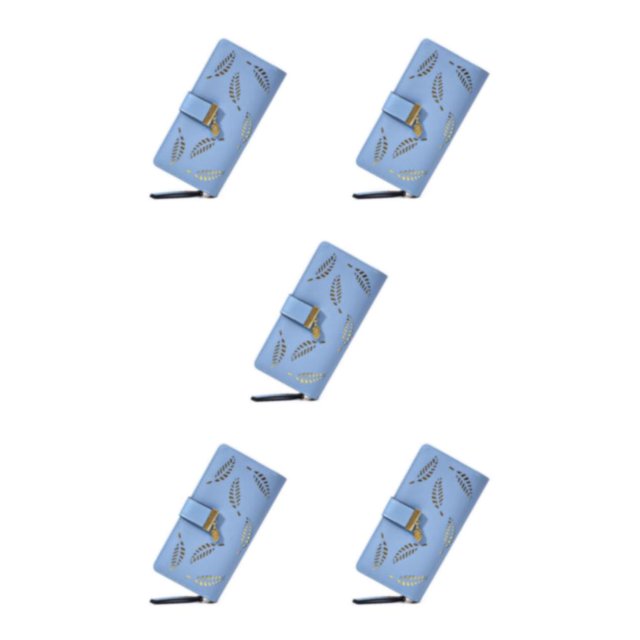 Decodeary Convenient And Stylish Women Wallet Practical PU Leather Wallet With Unique blue 5Set