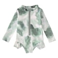 thumbnail image 4 of Girls Rash Guard Swimwear Striped Ruffle Sun Protection Long Sleeve Toddler Girl Bathing Suit 3-4 Years, 4 of 4