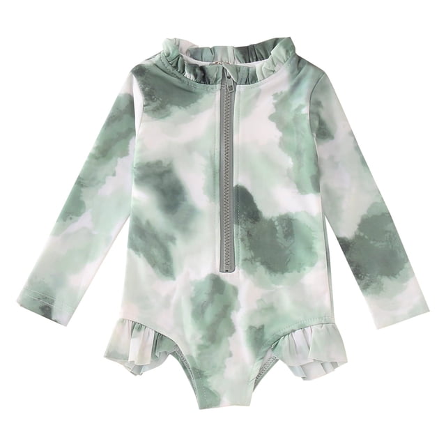 Girl Rash Guard Swimsuit Cute Long Sleeve Sun Protection Bathing Suits 4-5 Years