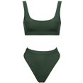 thumbnail image 3 of Women Bikini Suit Sports Style Low  Neck Short Jacket High Waist High Help Split Swimsuit, 3 of 8