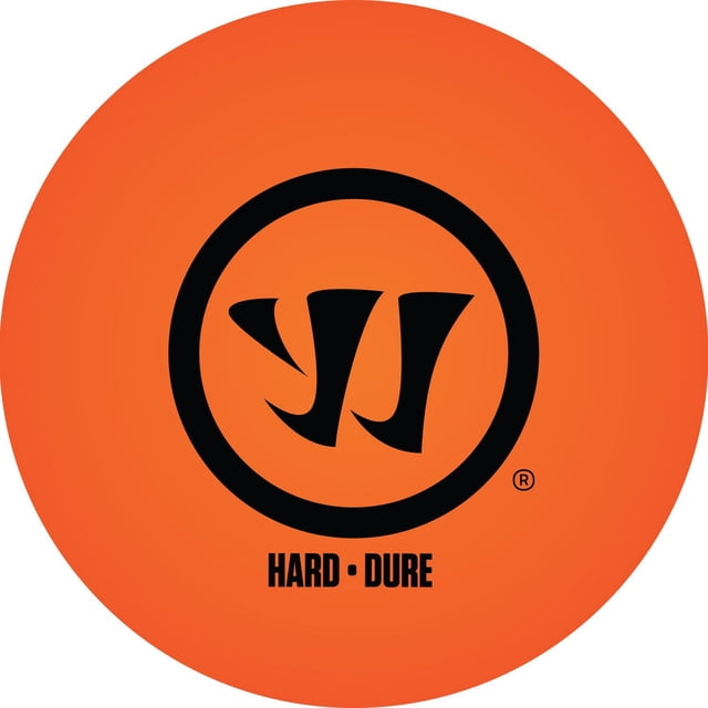 Warrior Balle de Hockey de Rue - Orange - DURE avec une surface Orange Vif, logo Warrior Noir Entouré, et Texte « Hard - DURE » Ci-Dessous, Conçue pour un Jeu de Hockey de Rue durable avec une Technologie à Faible Rebond pour un Meilleur Contrôle et une Meilleure Visibilité.