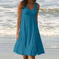 thumbnail image 3 of zanvin Robe T-Shirt Ample Évasée pour Femme, Décontractée, Col Rond, Sans Manches, Fluide, Unie, Été, Bleu, M, 3 of 5