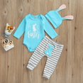 thumbnail image 4 of Gupgi 2Pcs Easter Baby Clothes Unisex Long Sleeve Rabbit Romper+Striped Pants+Hat, 4 of 9