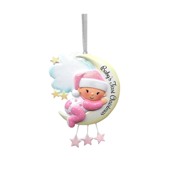 Décorations de Noël Premier Ornement de Noël pour Bébé Fille 2023 - 1er Ornement de Noël pour Bébé Fille, Bébé Fille en Résine dans une Couronne Décor de Sapin de Noël Bricolages de Noël